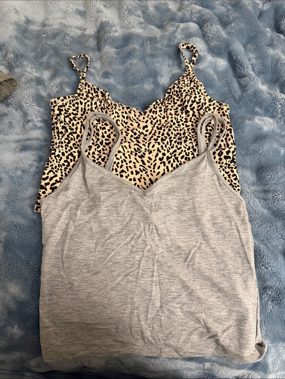 Women's Leopard Print & Gray Layered Cami Set